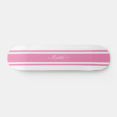Girl Cool rosa Streifen Mit Monogramm Skateboard (Horizontal)