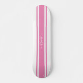 Girl Cool rosa Streifen Mit Monogramm Skateboard (Vorne)