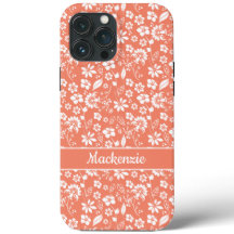 Girl Coral Peach Tropical Floral Muster