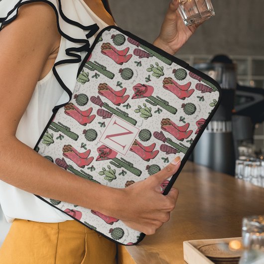 Girl Country Cowgirl Christmas Monogram Laptopschutzhülle