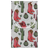 Girl Country Cowgirl Weihnachten Rosa und Grün Kleine Geschenktüte (Rückseite)