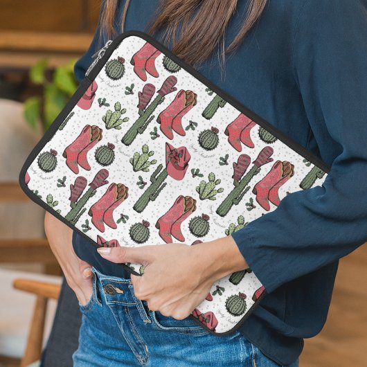 Girl Country Cowgirl Weihnachten Rosa und Grün Laptopschutzhülle