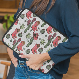 Girl Country Cowgirl Weihnachten Rosa und Grün Laptopschutzhülle