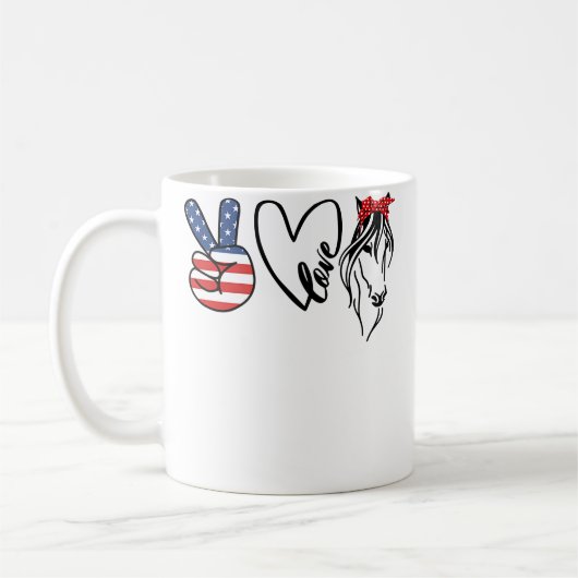 Girl Cowgirls Americana Peace Love Horses Horse Ri Kaffeetasse (Links)