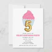 Girl Cupcake 5. Geburtstagsparty Einladung (Vorderseite)