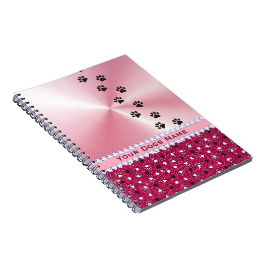 Girl Customized Dog Paw Print & Glitzer Notizblock (Rechte Seite)