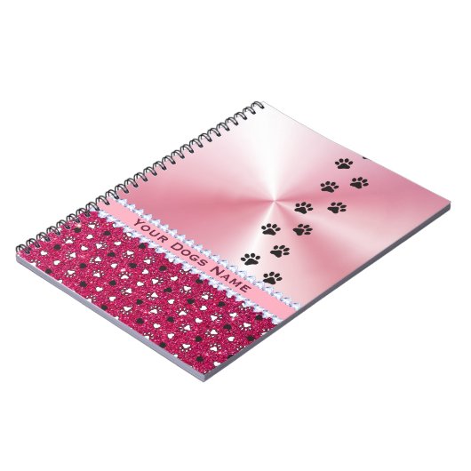 Girl Customized Dog Paw Print & Glitzer Notizblock (Linke Seite)