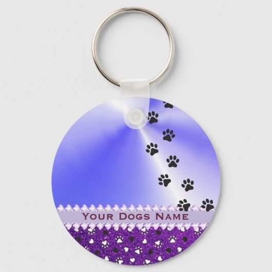 Girl Customized Dog Paw Print & Glitzer Schlüsselanhänger (Vorderseite)