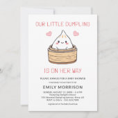Girl Cute Little Dumpling Hearts Baby Shower Einladung (Vorderseite)