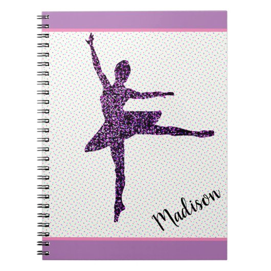 Girl Dancer Sparkle Personalisiert Tiny Dot Notebo Notizblock (Vorderseite)