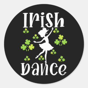 Girl Dancing Dancer Irish Dance St Patrick's Day Runder Aufkleber