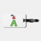 Girl Dancing on Green Letter A Fun Alphabet Gepäckanhänger (Rückseite horizontal)