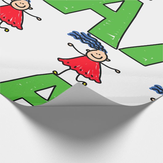 Girl Dancing on Green Letter A Fun Alphabet Geschenkpapier