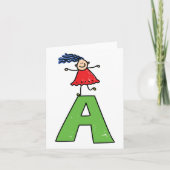 Girl Dancing on Green Letter A Fun Alphabet Karte (Vorderseite)