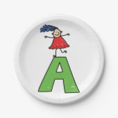 Girl Dancing on Green Letter A Fun Alphabet Pappteller (Vorderseite)