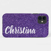 Girl Dark Lila Glitzer Name Personalisiert Case-Mate iPhone Hülle (Rückseite (Horizontal))