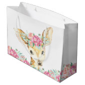 Girl Deer Baby Shower Große Geschenktüte (Rückseite Schrägansicht)