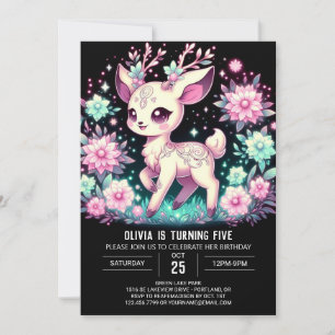 Girl Deer Digital Geburtstag Einladung