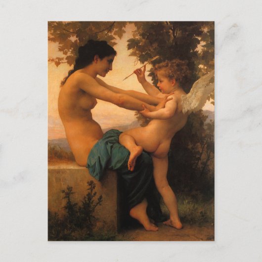 Girl Defending Herself Against Cupid by Bouguereau Postkarte (Vorderseite)