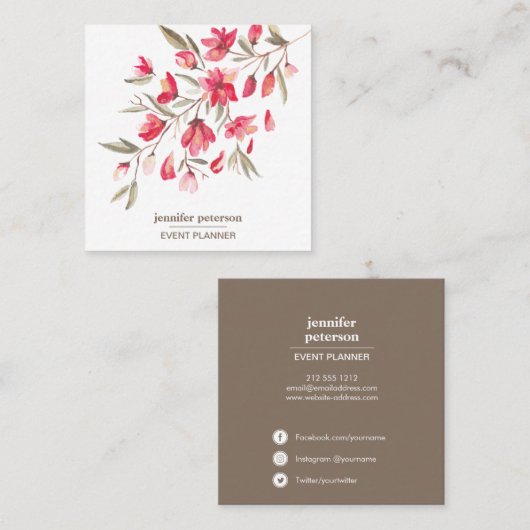 Girl Delicate Blütenblüte Blütenbilder für soziale Quadratische Visitenkarte (Vorne/Hinten)