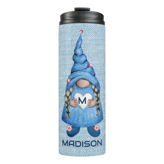 Girl Denim Gnome Thermosbecher (Vorderseite)