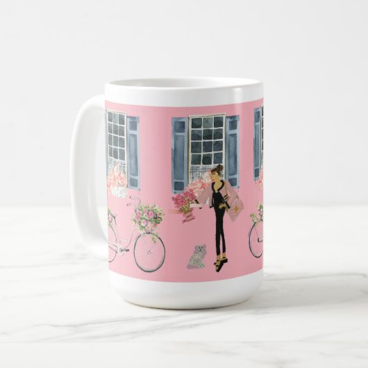 Girl Designer Beutel Purse Dog Hunde Kunst drucken Kaffeetasse (Vorderseite Links)