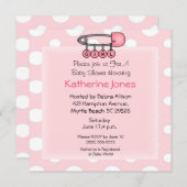 Girl Diaper Button Dusche Einladung (Vorne/Hinten)