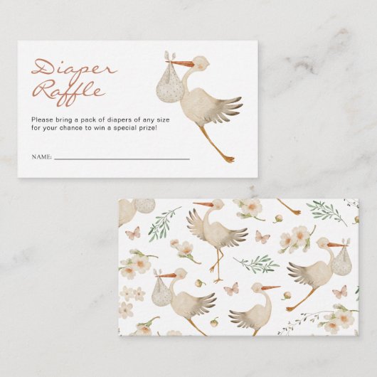 Girl Diaper Raffle Begleitkarte (Vorne/Hinten)