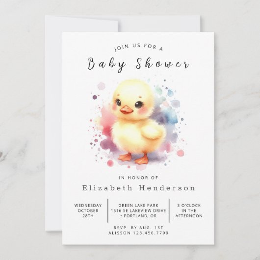 Girl Digital Duck Baby Duck Einladung (Vorderseite)