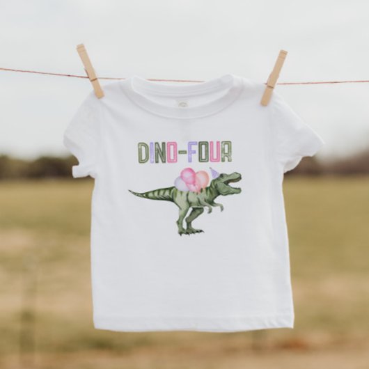 Girl-Dino-Vier-Party-Shirt Kleinkind T-shirt