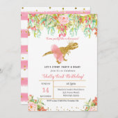 GIRL DINOSAUR 1. GEBURTSTAG Einladung (Vorne/Hinten)