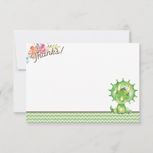 Girl Dinosaur Babydusche Danke Karte (Vorderseite)
