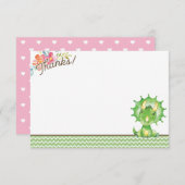 Girl Dinosaur Babydusche Danke Karte (Vorne/Hinten)