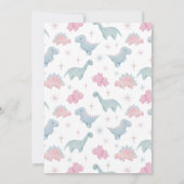 Girl Dinosaur Babydusche Einladung (Rückseite)