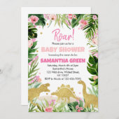 Girl Dinosaur Babydusche Einladung (Vorne/Hinten)