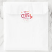 Girl Dinosaur Birthday Danke Runder Aufkleber (Tasche)