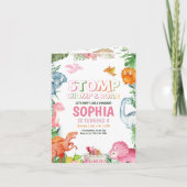 Girl Dinosaur Birthday Einladung Pink Dinosaur (Vorderseite)