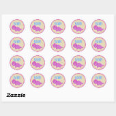 Girl Dinosaur Birthday Stickers Pink Dinosaurier (Blatt)