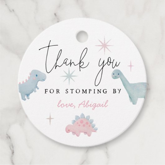 Girl Dinosaur Geburtstagsstompetenz Geschenkanhänger (Vorderseite)