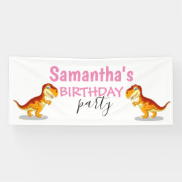 Girl Dinosaur Pink Banner