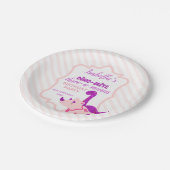 Girl Dinosaur Pink Birthday Pappteller (Schrägansicht)