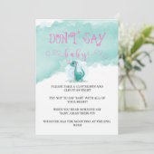 Girl Dinosaur Pink Peony Say Baby Invites (Stehend Vorderseite)