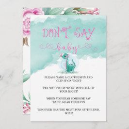 Girl Dinosaur Pink Peony Say Baby Invites