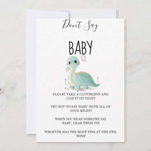 Girl Dinosaur Pink Peony Say keine Kinderkarten (Vorderseite)