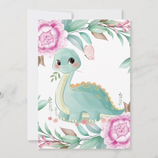Girl Dinosaur Pink Peony Say keine Kinderkarten (Rückseite)