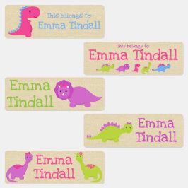Girl Dinosaur School Labels Etiketten