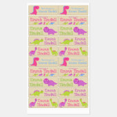 Girl Dinosaur School Labels Etiketten (Blatt)