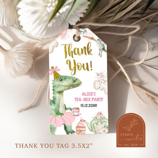 Girl Dinosaur Tutu Tea-Rex Gift Tags Geschenkanhänger