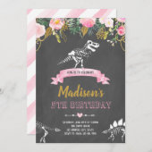 Girl-Dinosaurier-Einladung Einladung (Vorne/Hinten)