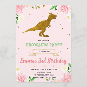 Girl-Dinosaurier-Einladung Einladung